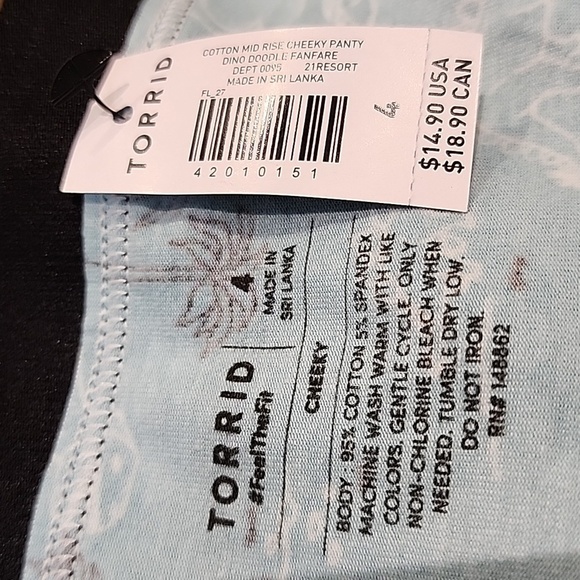 Torrid - Cotton Mid-Rise Cheeky Panty in Dino Doodle Fanfare Blue​​​​ - Picture 5 of 7